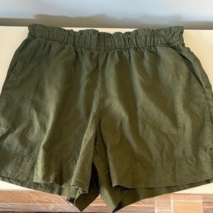 GAP Linen Blend High Waist Olive Shorts